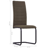 Cantilever Dining Chairs 6 pcs Brown Fabric - Low Angle
