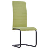 Cantilever Dining Chairs 6 pcs Green Fabric - Front View