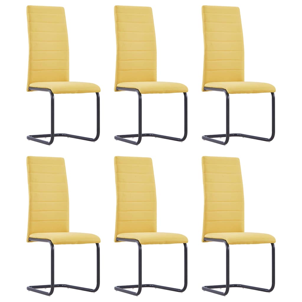 Cantilever Dining Chairs 6 pcs Yellow Fabric