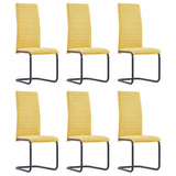 Cantilever Dining Chairs 6 pcs Yellow Fabric