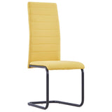 Cantilever Dining Chairs 6 pcs Yellow Fabric - Front View
