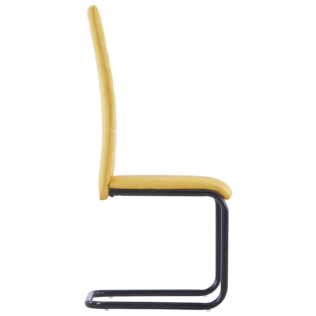 Cantilever Dining Chairs 6 pcs Yellow Fabric