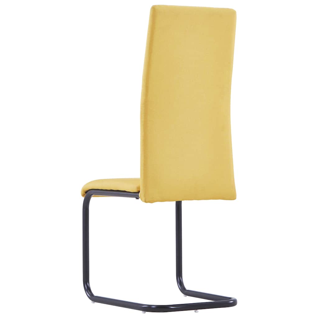 Cantilever Dining Chairs 6 pcs Yellow Fabric