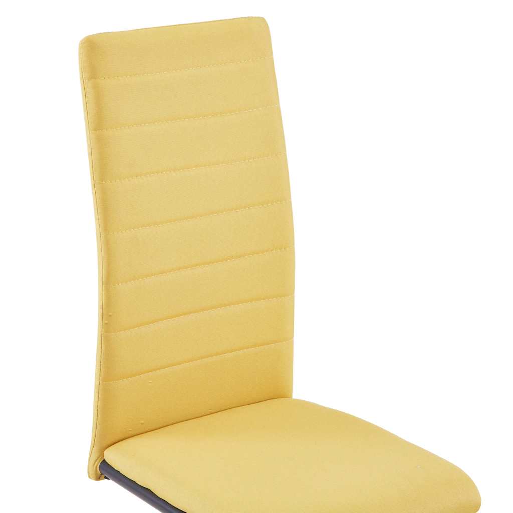 Cantilever Dining Chairs 6 pcs Yellow Fabric