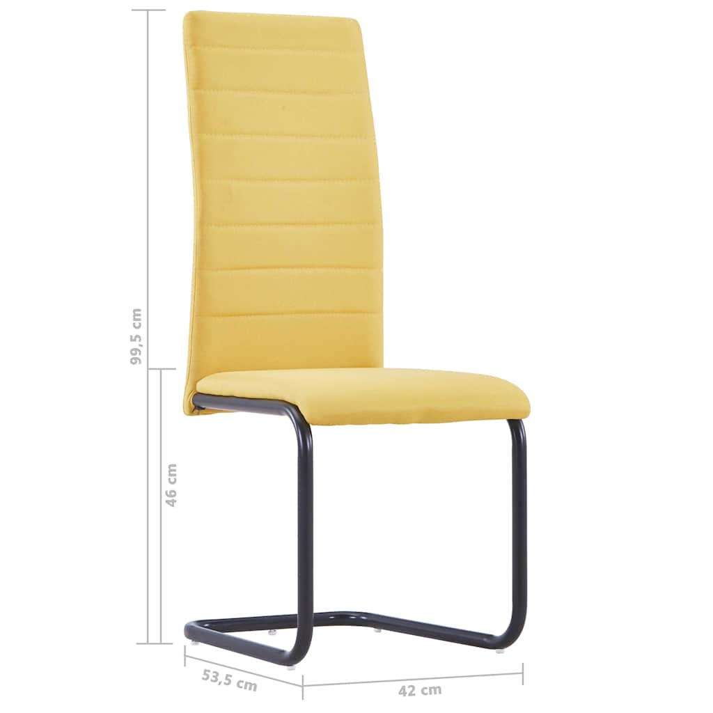 Cantilever Dining Chairs 6 pcs Yellow Fabric