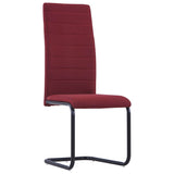 Cantilever Dining Chairs 6 pcs Wine Fabric - Front View