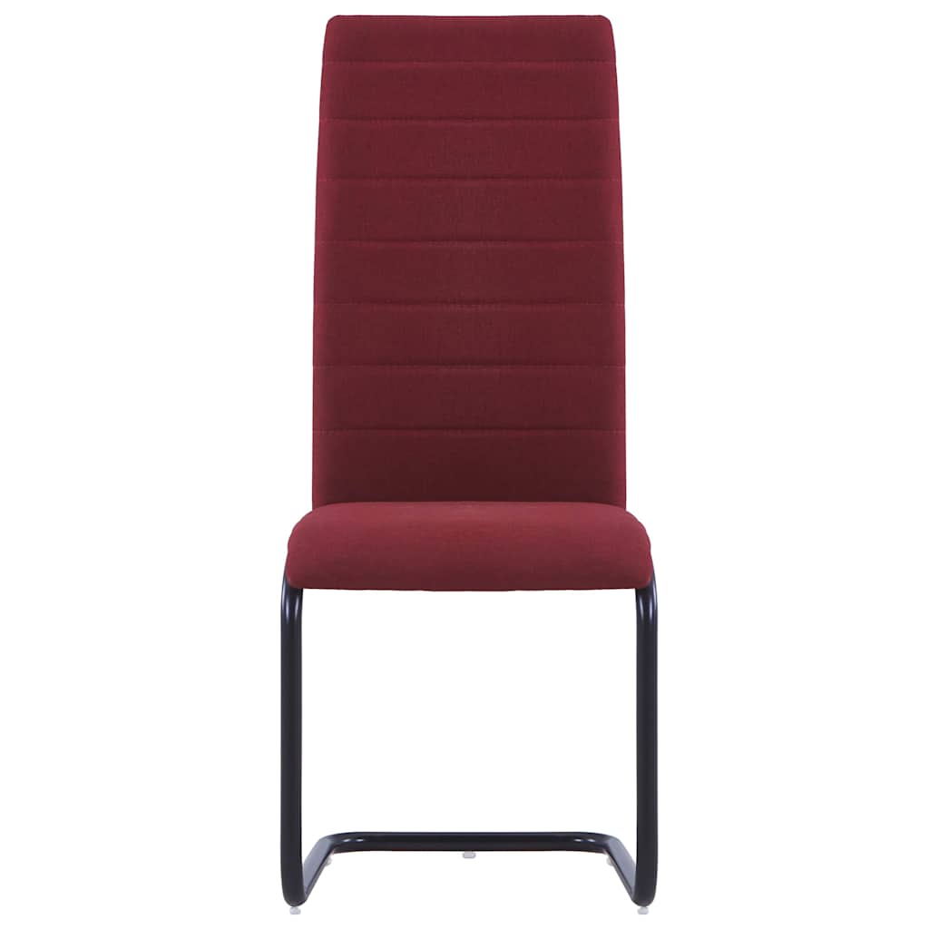 Cantilever Dining Chairs 6 pcs Wine Fabric