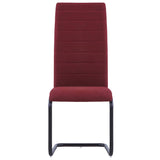 Cantilever Dining Chairs 6 pcs Wine Fabric - Side View