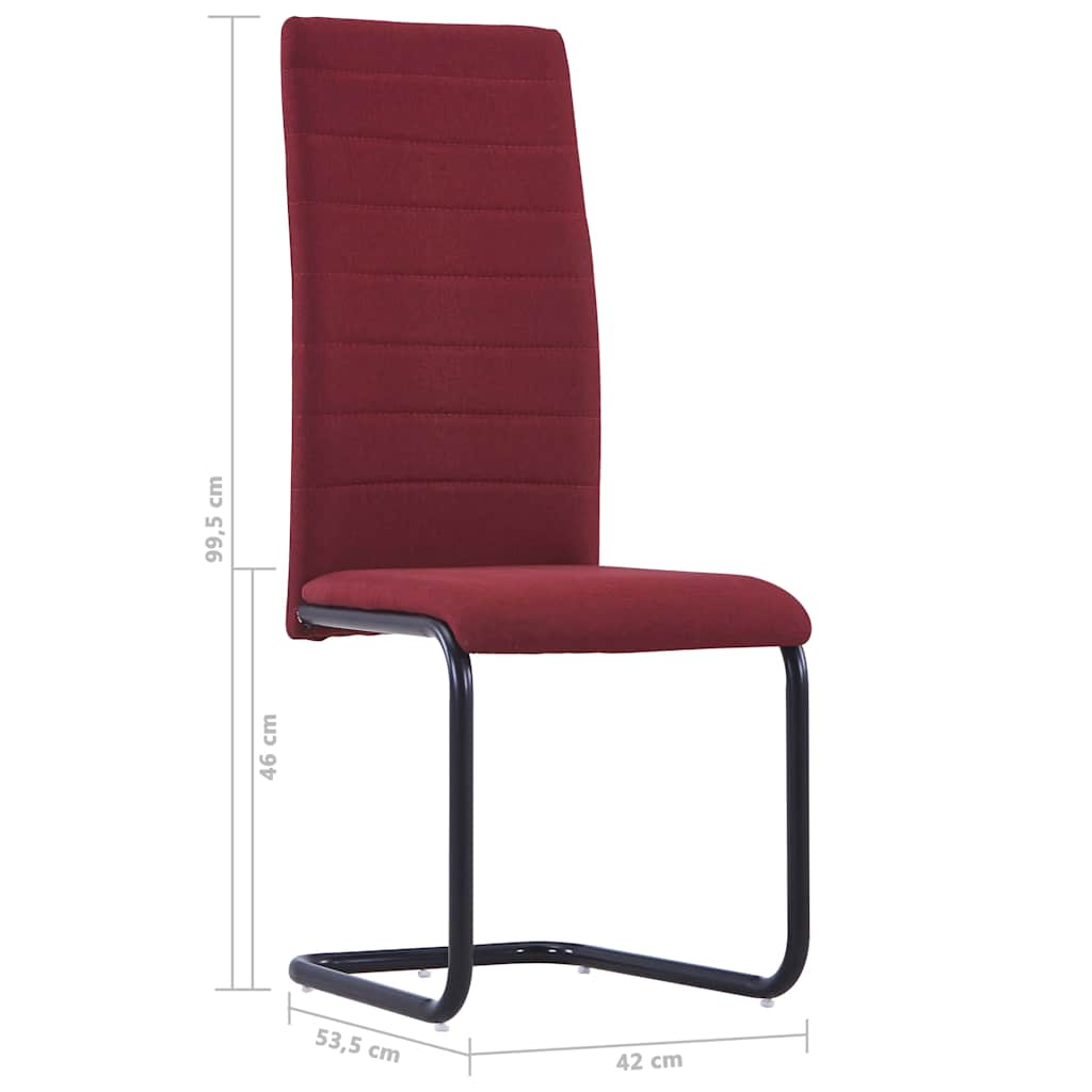 Cantilever Dining Chairs 6 pcs Wine Fabric