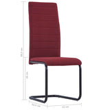 Cantilever Dining Chairs 6 pcs Wine Fabric