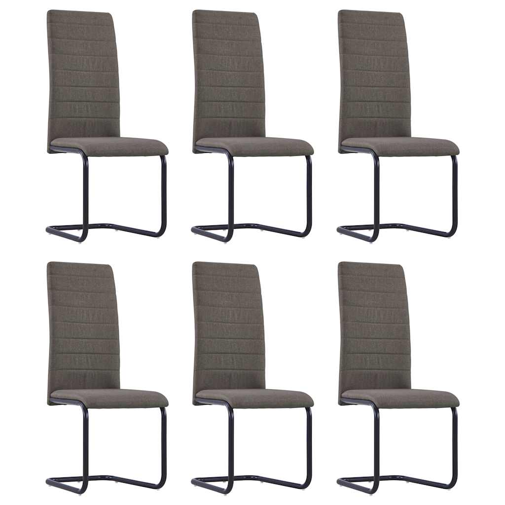 Cantilever Dining Chairs 6 pcs Taupe Fabric