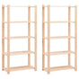 5-Tier Storage Racks 2 pcs 80x38x170 cm Solid Pinewood 250 kg