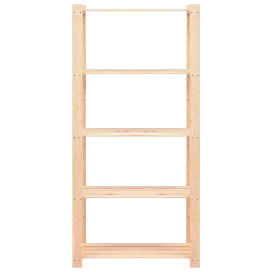 5-Tier Storage Racks 2 pcs 80x38x170 cm Solid Pinewood 250 kg