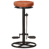 Bar Stools 2 pcs Black and Brown Real Goat Leather - Side View