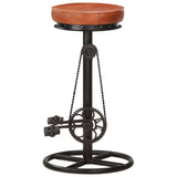 Bar Stools 2 pcs Black and Brown Real Goat Leather - Top-Down View