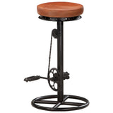 Bar Stools 2 pcs Black and Brown Real Goat Leather - 45-Degree Angle