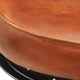 Bar Stools 2 pcs Black and Brown Real Goat Leather - Close-Up Angle