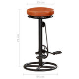 Bar Stools 2 pcs Black and Brown Real Goat Leather - Extra Image