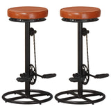 Bar Stools 2 pcs Black and Brown Real Goat Leather