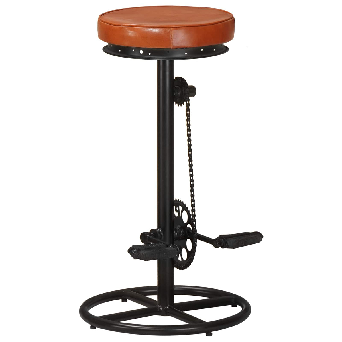 Bar Stools 2 pcs Black and Brown Real Goat Leather