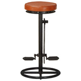 Bar Stools 2 pcs Black and Brown Real Goat Leather - Top-Down View