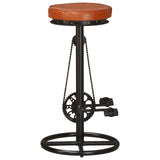 Bar Stools 2 pcs Black and Brown Real Goat Leather - 45-Degree Angle