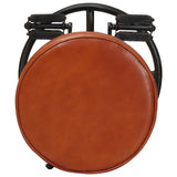 Bar Stools 2 pcs Black and Brown Real Goat Leather - Rear View