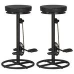 Bar Stools 2 pcs Black Real Goat Leather