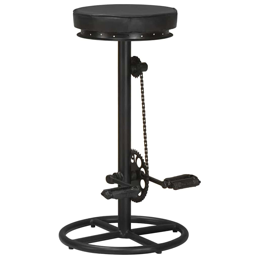Bar Stools 2 pcs Black Real Goat Leather