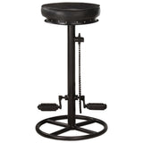 Bar Stools 2 pcs Black Real Goat Leather - Side View