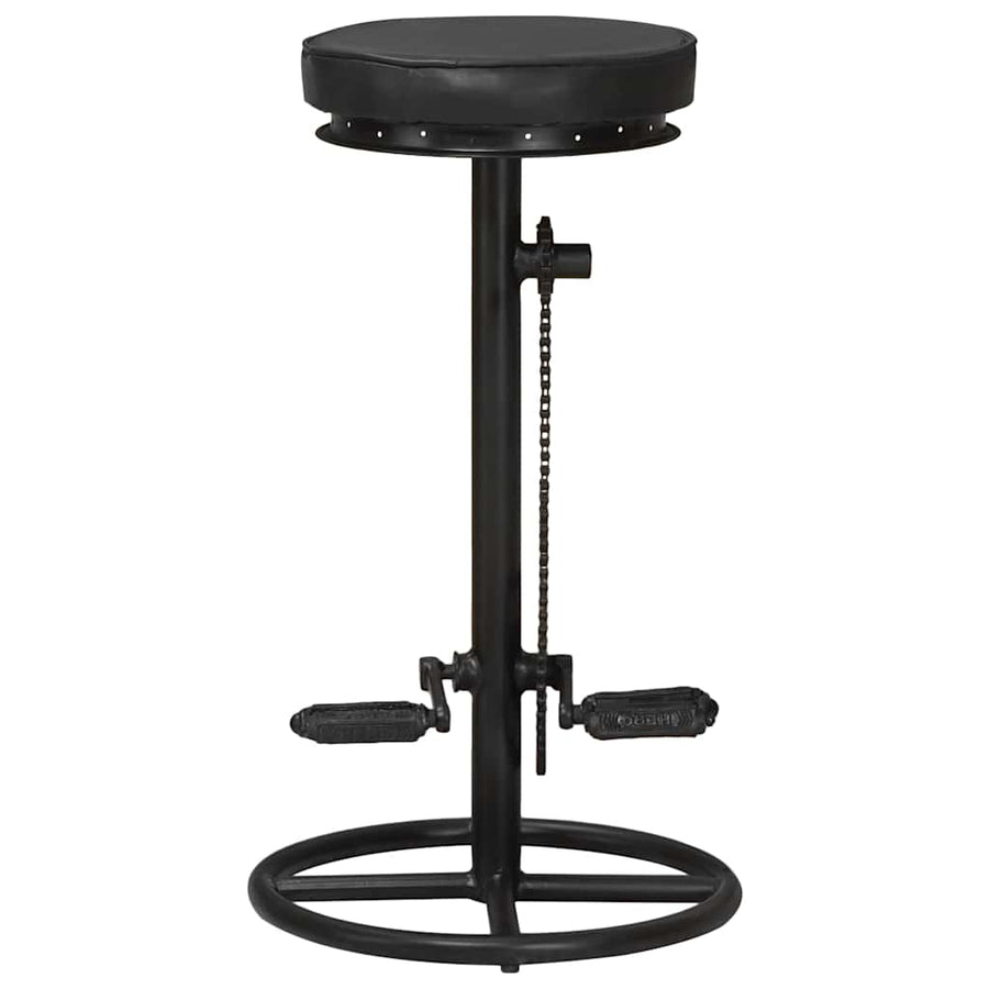 Bar Stools 2 pcs Black Real Goat Leather