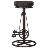 Bar Stools 2 pcs Black Real Goat Leather - Top-Down View