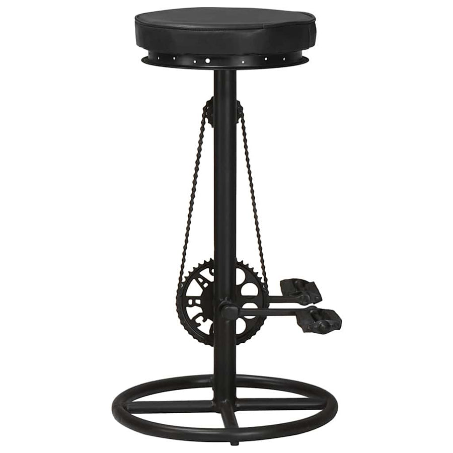 Bar Stools 2 pcs Black Real Goat Leather
