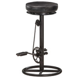 Bar Stools 2 pcs Black Real Goat Leather
