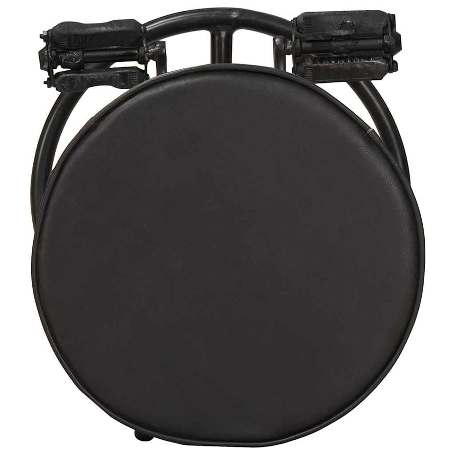 Bar Stools 2 pcs Black Real Goat Leather