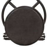 Bar Stools 2 pcs Black Real Goat Leather - Rear View