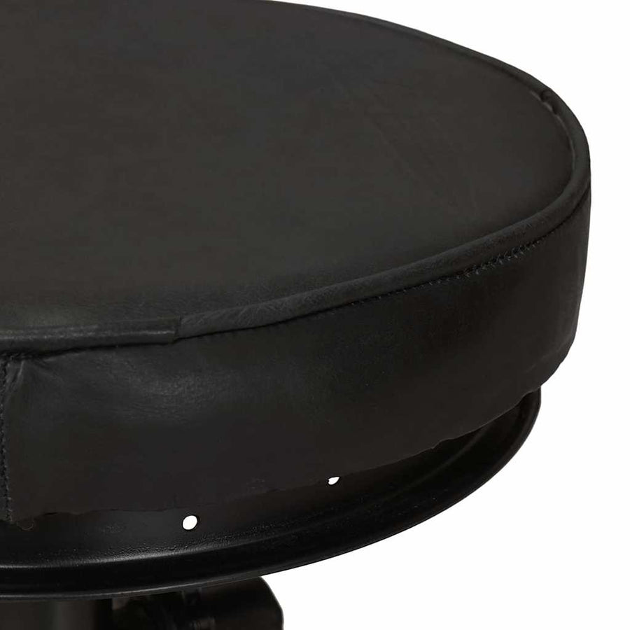 Bar Stools 2 pcs Black Real Goat Leather