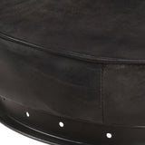 Bar Stools 2 pcs Black Real Goat Leather