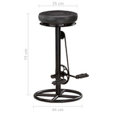 Bar Stools 2 pcs Black Real Goat Leather - Extra Image