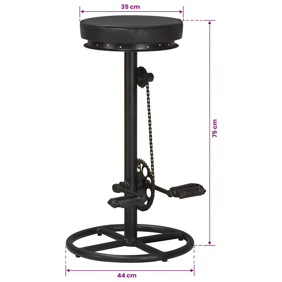 Bar Stools 2 pcs Black Real Goat Leather