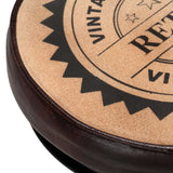 Bar Stools with Canvas Print 2 pcs Black and Brown Real Leather - Rear View