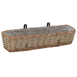 Balcony Planter 2 pcs Wicker with PE Lining 80 cm