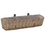 Balcony Planter 2 pcs Wicker with PE Lining 80 cm - Front View