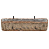 Balcony Planter 2 pcs Wicker with PE Lining 80 cm - Side View