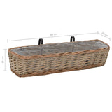 Balcony Planter 2 pcs Wicker with PE Lining 80 cm - Rear View