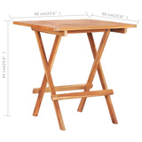 Folding Bistro Table 60x60x65 cm Solid Teak Wood - Close-Up Angle