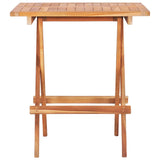3 Piece Folding Bistro Set Solid Teak Wood - Top-Down View