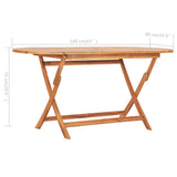 Folding Garden Table 160x80x75 cm Solid Teak Wood - Rear View
