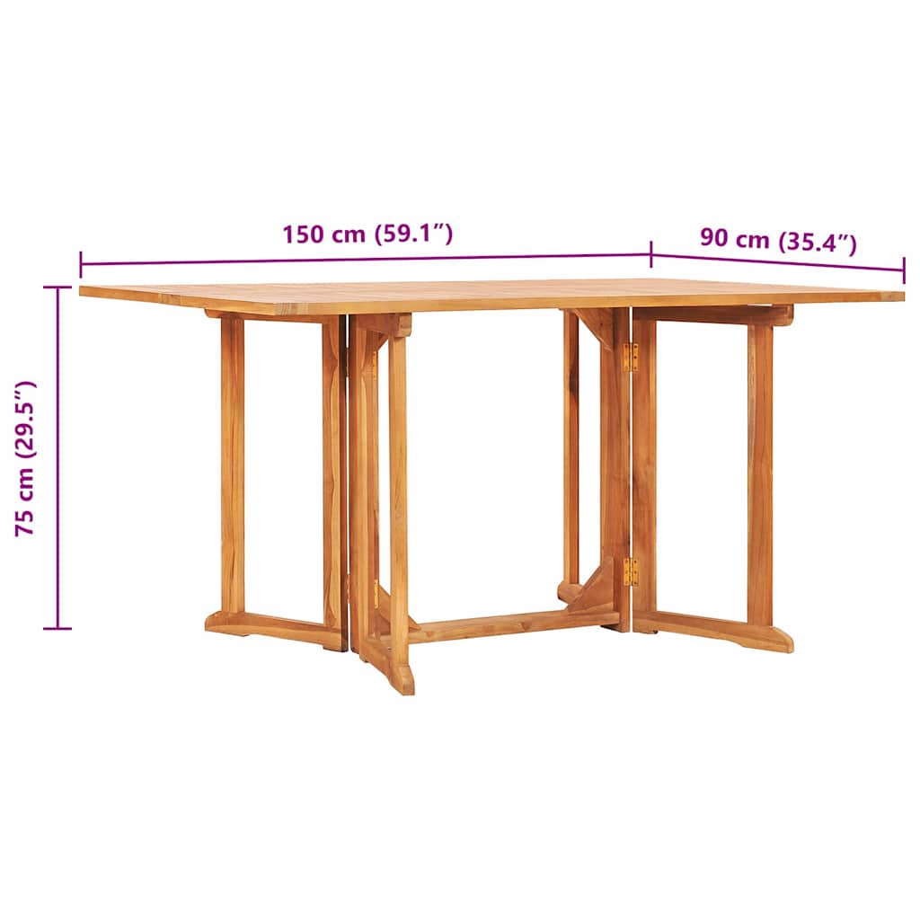 Folding Butterfly Garden Table 150x90x75 cm Solid Teak Wood