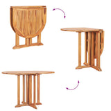 Folding Butterfly Garden Table 120x70x75 cm Solid Teak Wood - Rear View